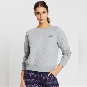 Patagonia Womens Organic Cotton Quilt Crew
Sweatshirt Fleece Pullover Gray Larg